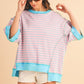 Pink Stripe mint half sleeve sweatshirt Sweatshirts