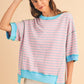 Pink Stripe mint half sleeve sweatshirt Sweatshirts