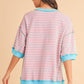 Pink Stripe mint half sleeve sweatshirt Sweatshirts