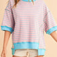 Pink Stripe mint half sleeve sweatshirt Pink Stripe Sweatshirts