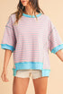 Pink Stripe mint half sleeve sweatshirt Pink Stripe Sweatshirts