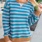 Striped Round Neck Casual Sweatshirt - DAVERRI FASHIONS