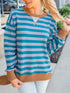 Striped Round Neck Casual Sweatshirt - DAVERRI FASHIONS
