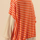 Striped Johnny Collar Long Sleeve Sweatshirt - DAVERRI FASHIONS