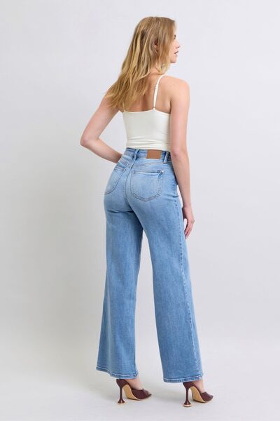 Judy Blue Full Size Wide Leg Jeans with Pockets Jeans