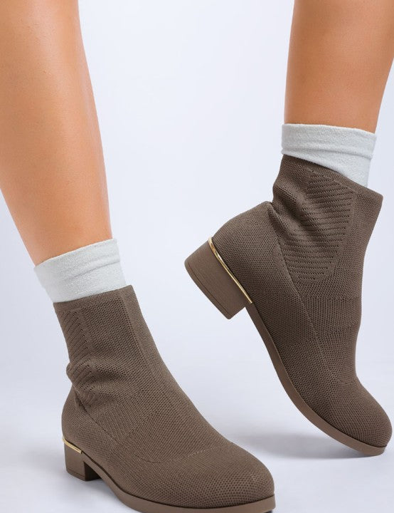 Taupe Rosamund Knitted Sock Boots | Boots Daverri Fashions