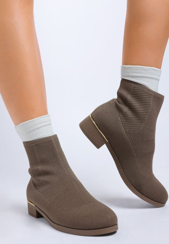 Taupe Rosamund Knitted Sock Boots | Boots Daverri Fashions