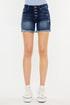 Kancan Mid Rise Button Fly Denim Shorts DARK Denim Shorts