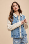 Annie Wear Collared Neck Double Placket Denim Jacket - DAVERRI FASHIONS