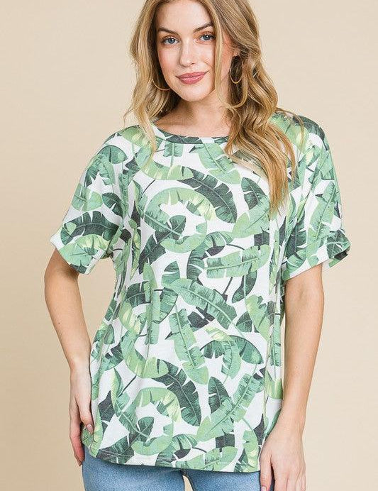 BOMBOM Lightweight Printed Round Neck Short Sleeve T-Shirt | Daverri Fashions