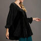 Umgee Godet Hem Polka Dot V-Neck Blouse Blouses
