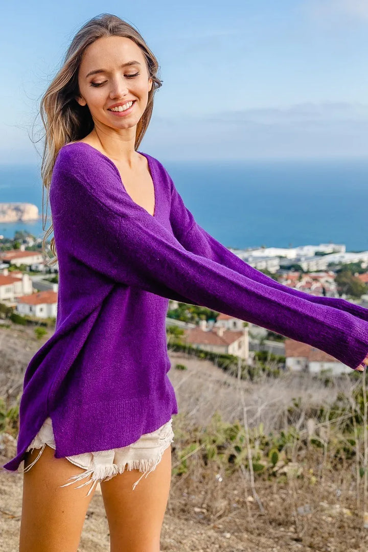 BiBi Loose Fit Deep U Neck Sweater Top Sweaters