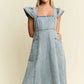 Jade By Jane Ruffled Denim Midi Dress - DAVERRI FASHIONS