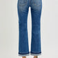 RISEN Mid Rise Ankle Straight Cuffed Jeans - DAVERRI FASHIONS