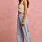 SO ME wide check pants with light blue white gingham drawstring waist