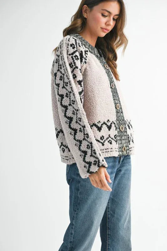 Aemi + Co Boho Knit Button-Front Cardigan - DAVERRI FASHIONS