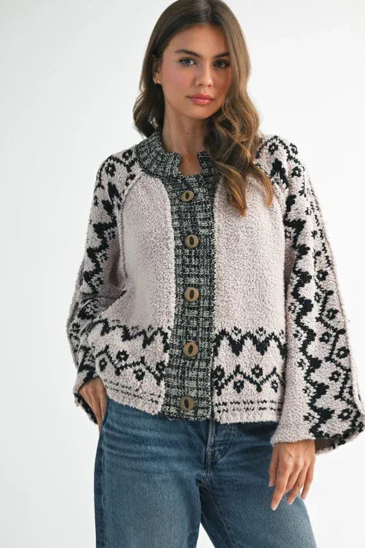 Aemi + Co Boho Knit Button-Front Cardigan - DAVERRI FASHIONS