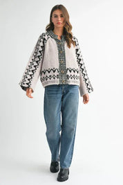 Aemi + Co Boho Knit Button-Front Cardigan - DAVERRI FASHIONS