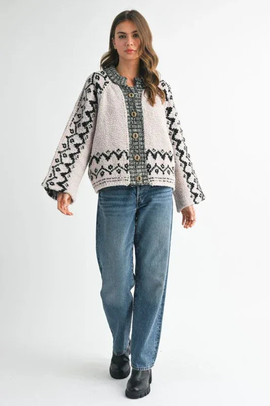 Aemi + Co Boho Knit Button-Front Cardigan - DAVERRI FASHIONS