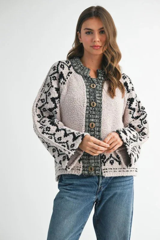 Aemi + Co Boho Knit Button-Front Cardigan - DAVERRI FASHIONS