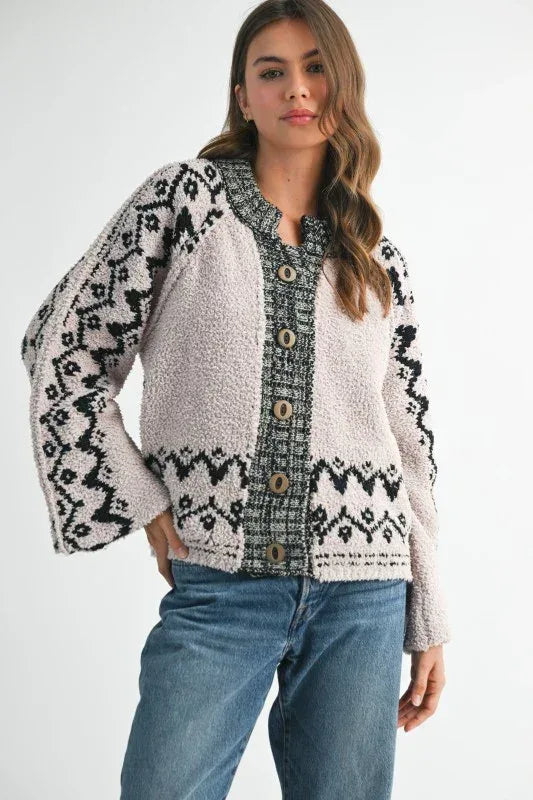 Aemi + Co Boho Knit Button-Front Cardigan - DAVERRI FASHIONS