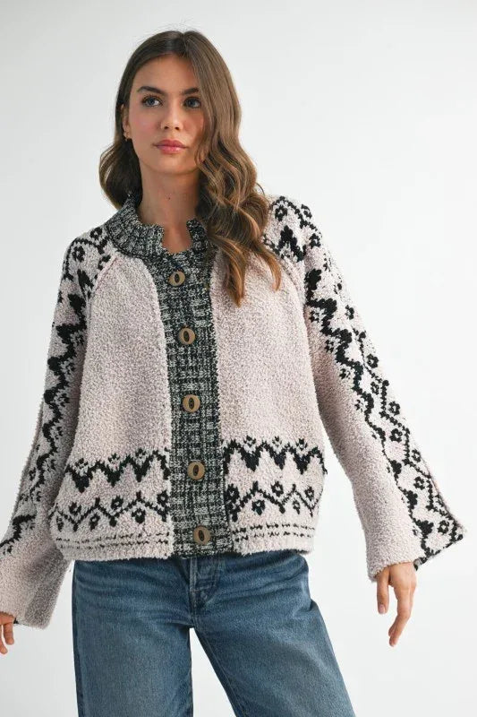 Aemi + Co Boho Knit Button-Front Cardigan - DAVERRI FASHIONS
