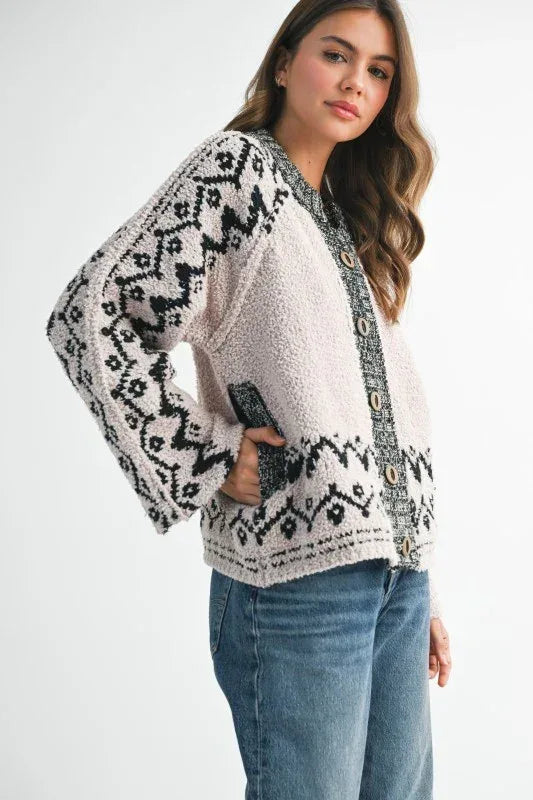 Aemi + Co Boho Knit Button-Front Cardigan - DAVERRI FASHIONS