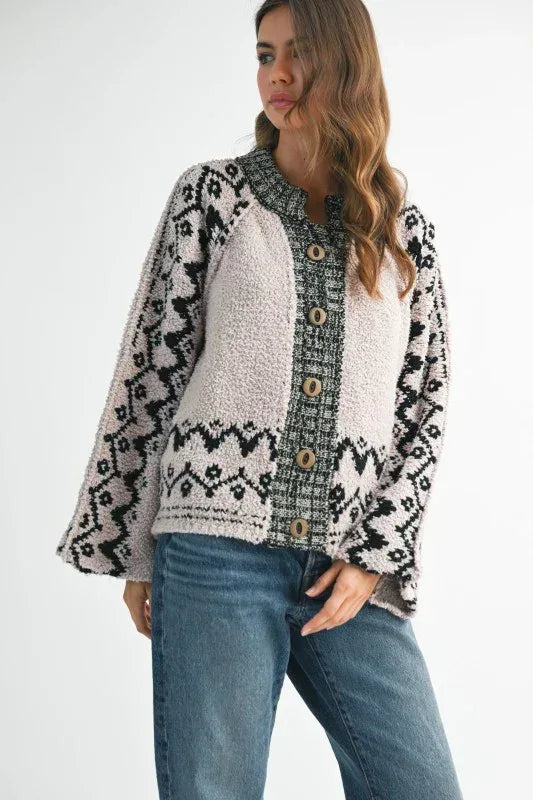 Aemi + Co Boho Knit Button-Front Cardigan - DAVERRI FASHIONS
