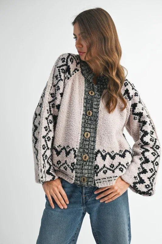Aemi + Co Boho Knit Button-Front Cardigan - DAVERRI FASHIONS