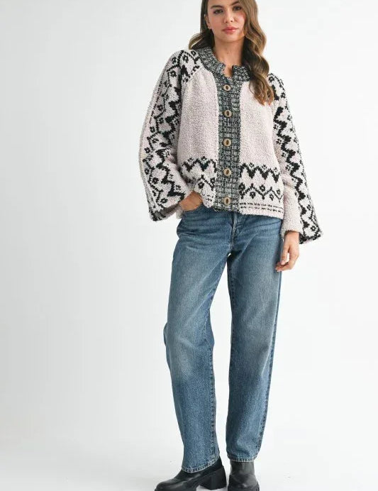 Aemi + Co Boho Knit Button-Front Cardigan - DAVERRI FASHIONS