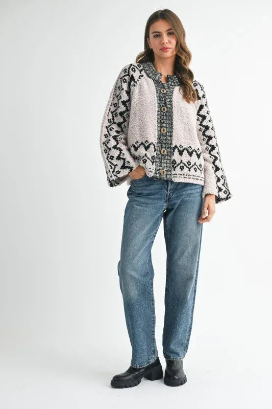 Aemi + Co Boho Knit Button-Front Cardigan - DAVERRI FASHIONS