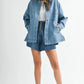 Aemi + Co Relaxed Fit Utility Denim Jacket - DAVERRI FASHIONS