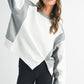 Stylish two-tone gray and white Colorblock Terry Pullover oversized sweatshirt with asymmetrical cut