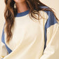 Colorblock Terry Pullover Sweatshirt in cream with navy panels
