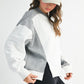 Colorblock terry pullover sweatshirt in two-tone gray and white