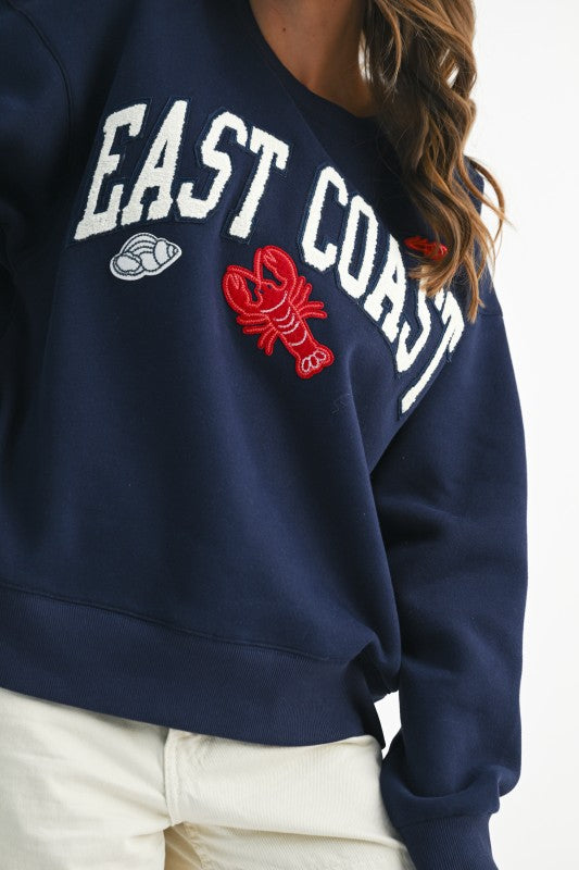 Aemi + Co East Coast navy sweatshirt with lobster patch size S