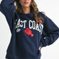 Aemi + Co East Coast navy sweatshirt with red lobster embroidery size S