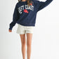 Aemi + Co East Coast navy blue oversized graphic fleece sweatshirt size S