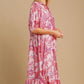 Umgee Full Size Ruffled Hem Floral Paisley Print Half Sleeve Midi Dress Plus Size