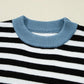 Striped Colorblock Patchwork Long Sleeve Sweater - DAVERRI FASHIONS