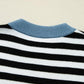 Striped Colorblock Patchwork Long Sleeve Sweater - DAVERRI FASHIONS