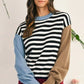 Striped Colorblock Patchwork Long Sleeve Sweater - DAVERRI FASHIONS