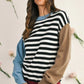 Striped Colorblock Patchwork Long Sleeve Sweater - DAVERRI FASHIONS