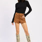 Suede Low rise Shorts - DAVERRI FASHIONS