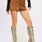 Suede Low rise Shorts - DAVERRI FASHIONS