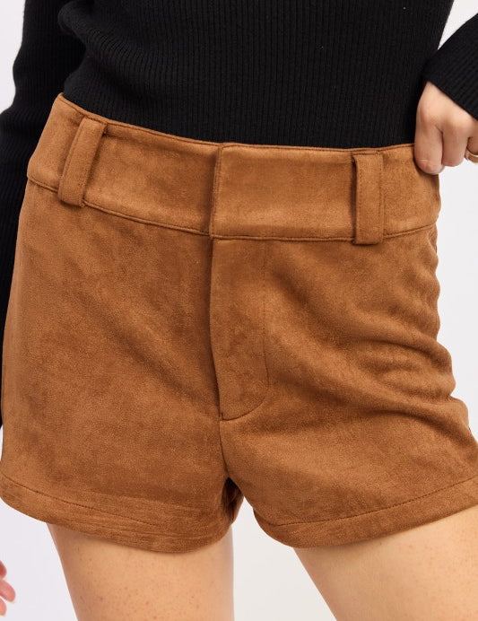 Suede Low rise Shorts | Shorts Daverri Fashions