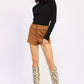 Suede Low rise Shorts - DAVERRI FASHIONS