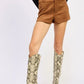 Suede Low rise Shorts - DAVERRI FASHIONS