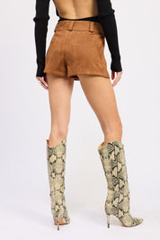 Suede Low rise Shorts | Shorts Daverri Fashions