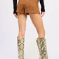 Suede Low rise Shorts - DAVERRI FASHIONS